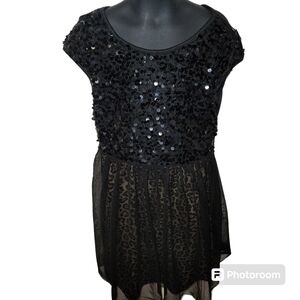 Wonder Nation Girl Medium 7/8 Black Sequin Bodice Animal Print Dress Tulle Party